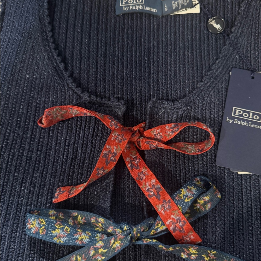Polo Ralph Lauren Dark Navy tie front knit tank NWT - Picture 4 of 6